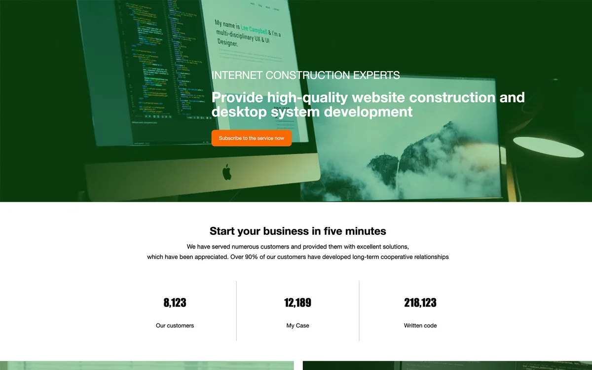 Construction & Software Company Website interface preview