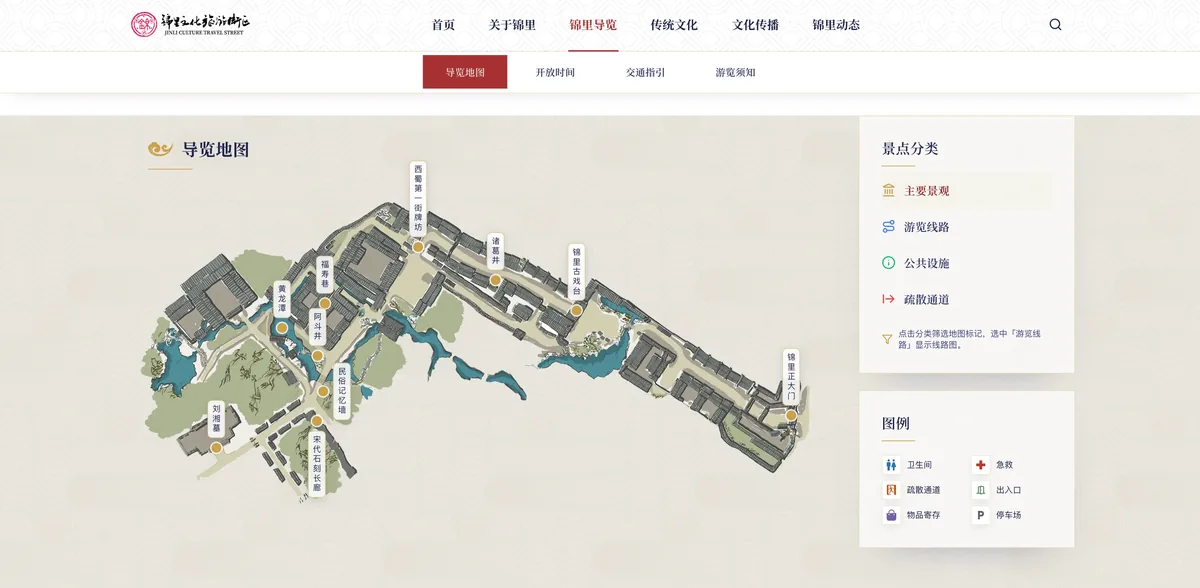 Guide map with categorised points of interest