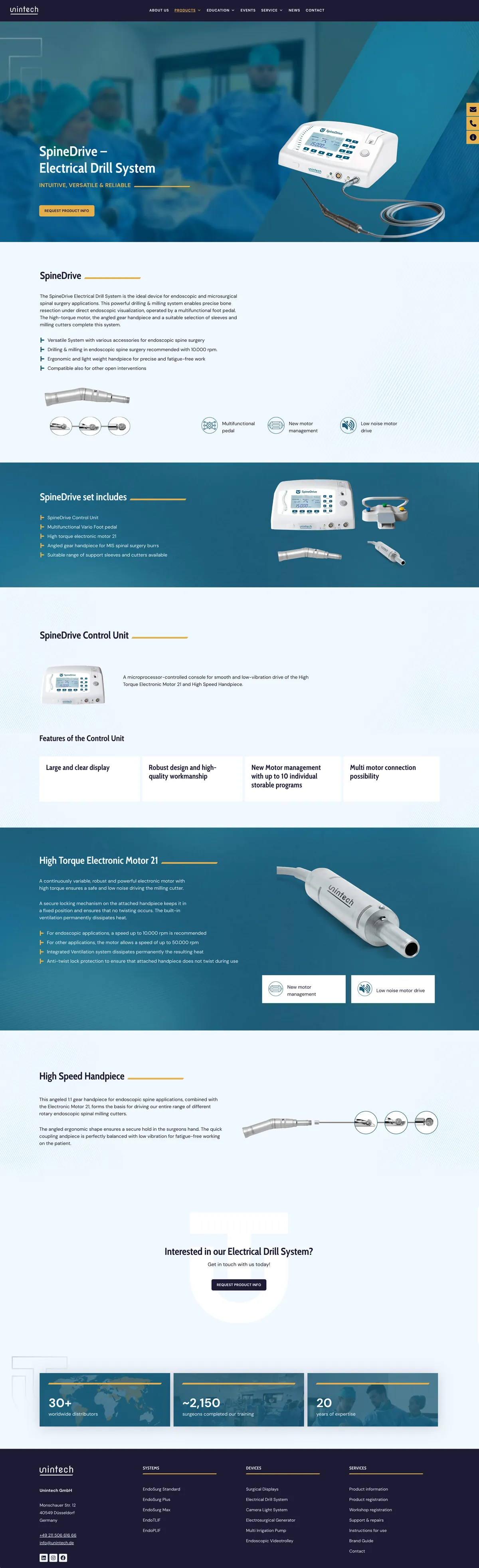 SpineDrive electrical drill system — full page design